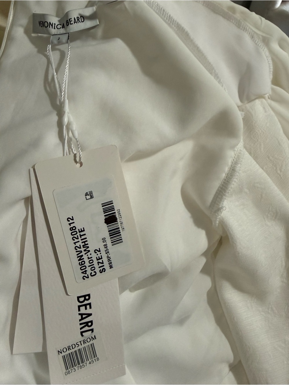 Veronica Beard White Long-Sleeve Mini Shift Dress - Picture 7 of 10